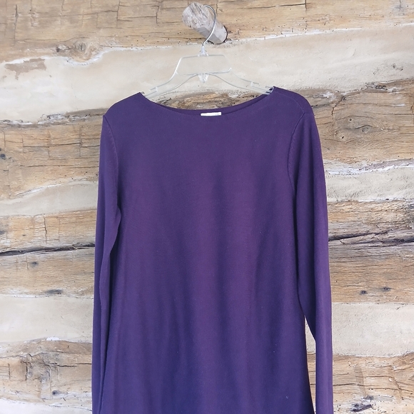 J. Jill Burgundy Boatneck Cotton/Rayon Tunic Length Sweater Size Small Tall - Picture 2 of 11